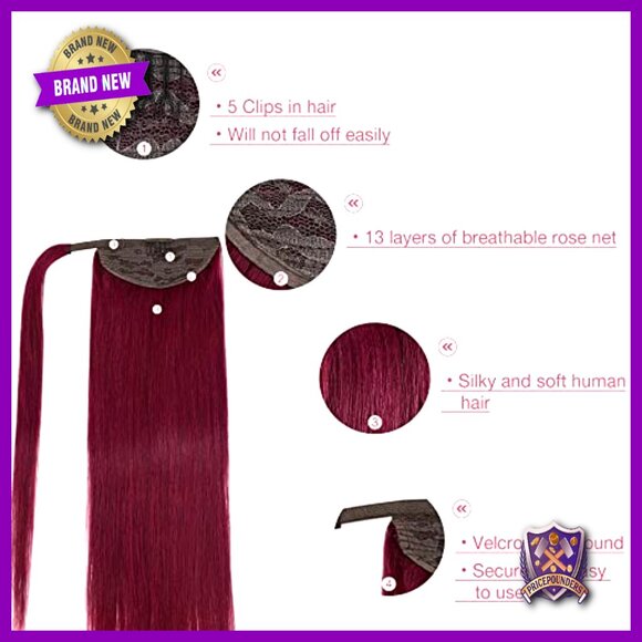 Long Straight Clip-in Ponytail Extension, 18 Inch Real Human Hair main image 7